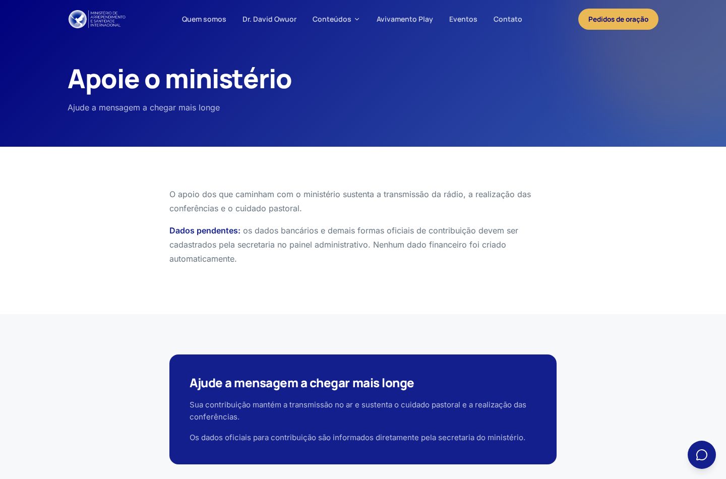 Apoie a obra