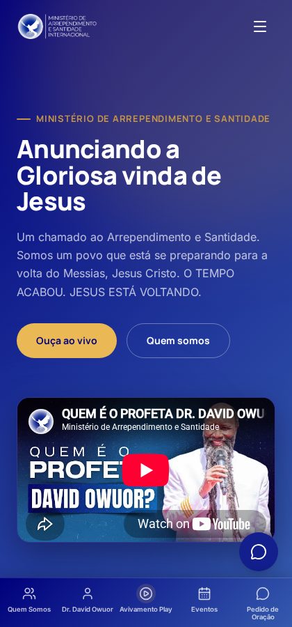 Ministério de Arrependimento e Santidade — versão mobile