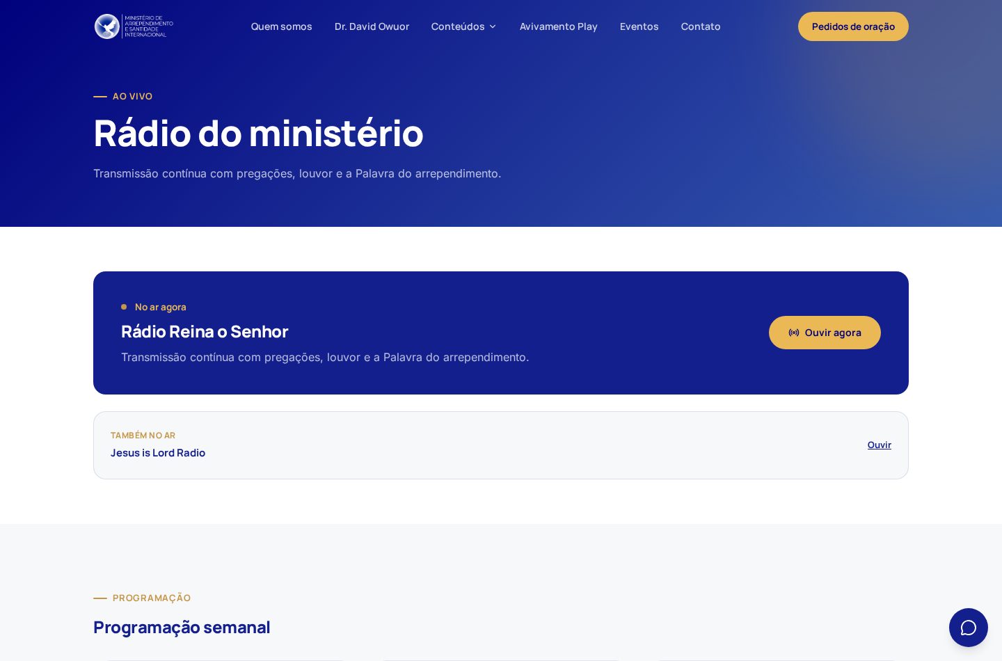 Rádio Reina o Senhor — transmissão ao vivo